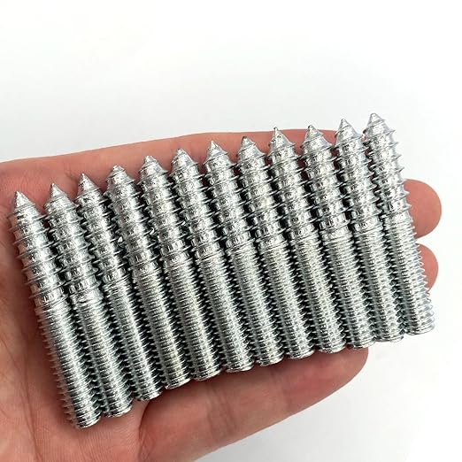 12 Pack 5/16-18 x 2 Inch Silver Hanger Bolts Double Headed Bolts for Furniture Screws 50mm Length