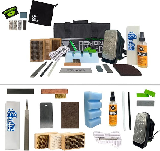 Demon Hyper Ski Tuning Kit & Snowboard Tune Kit with Iron, 1lb Wax Block & Base Cleaner and Elite X Ski and Snowboard Edge Tuner w/Side Edge Multi-Tool w/ 3 Diamond Files