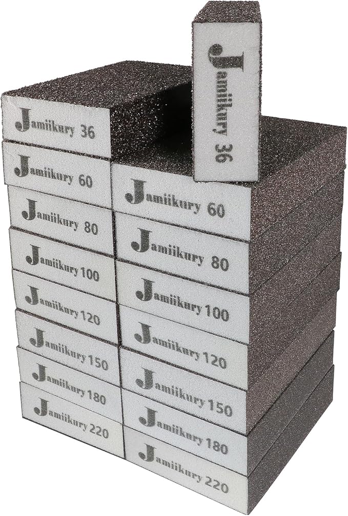 16pcs Sanding Blocks Assortment Kit, Sponge Sand Block Washable and Reusable, Wet & Dry Sandpaper Block for Wood Metal Drywall and Furniture Paint - 36/60/80/100/120/150/180/220 Grit