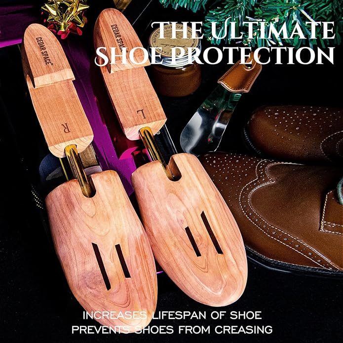 Cedar Space Wooden Shoe Stretcher Tree, 6.5-14 Sizes Cedar Wood Shoe Trees,2/4PC Shoe Stretcher for Men, Sneakers,Boots