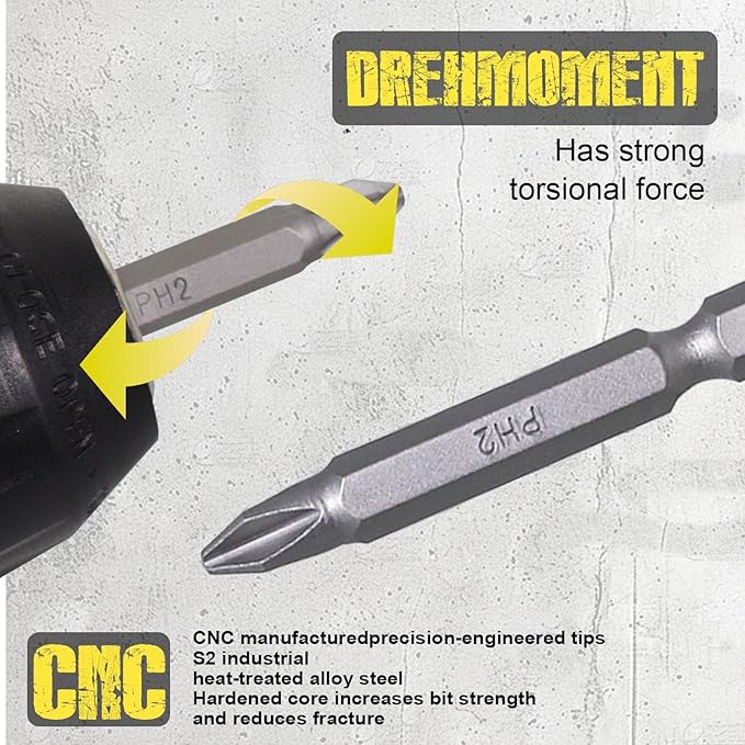 18 Pcs PH2 Impact Bit竊똏hillips Bit #2 Impact, PH2 Hex-Shank Drill Bits, 2-Inch length for Universal Cross Head Screws