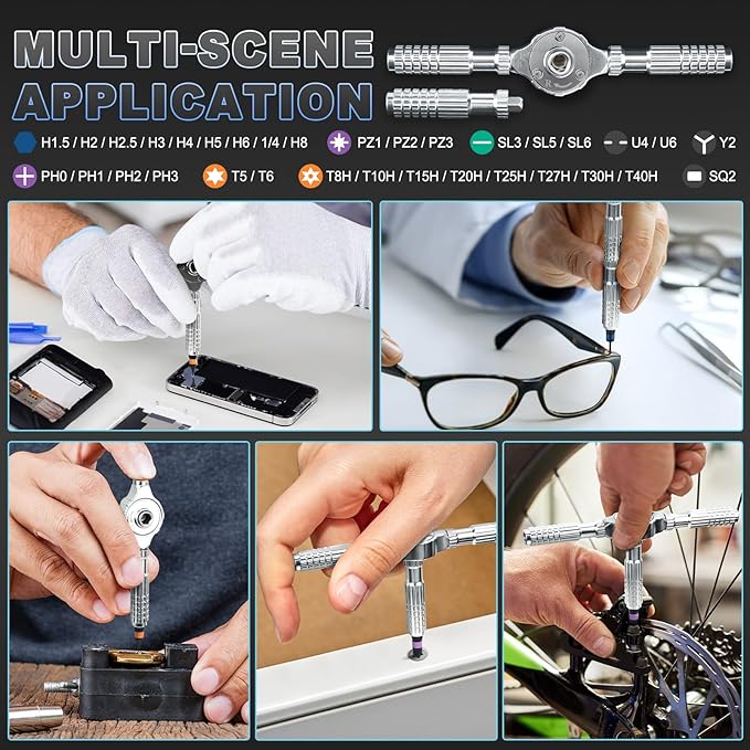 40 in 1 Magnetic Ratchet Screwdriver Set, DIY Screwdriver Ratchet Kit with Detachable Handle, S2 Steel Bits for Repairs on Furniture, Electronics, Bicycles, and DIY Projects