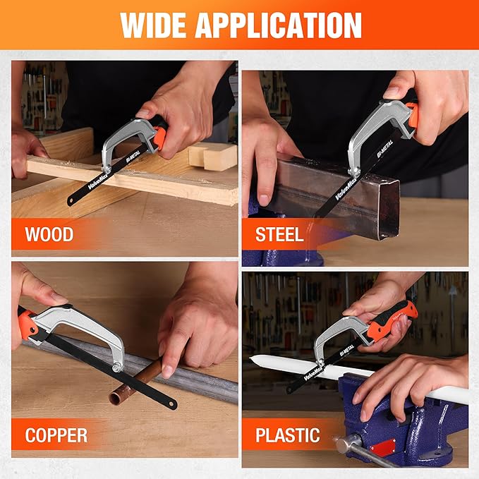 ValueMax Hacksaw, Mini Metal Saw Tool with Extra 1 Piece Bi-Metal 10 Inch Blade, Aluminum Small Hack Saw Cutter for Wood, PVC, Iron, Copper