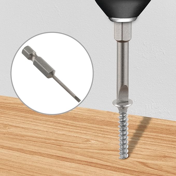 10 Pcs 2.5 Magnetic Slotted Screwdriver Bits S2 Steel Flat Head Screwdriver Bits with 1/4 Inch Hex Shank, 2 Inch Length