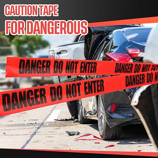 Treela 6 Pcs 3 Inch x 1000 ft Caution Danger Tape Roll Do Not Enter Cross Crime Scene Construction Warning Safety Tape for Hazardous Areas Halloween(Danger,Red)