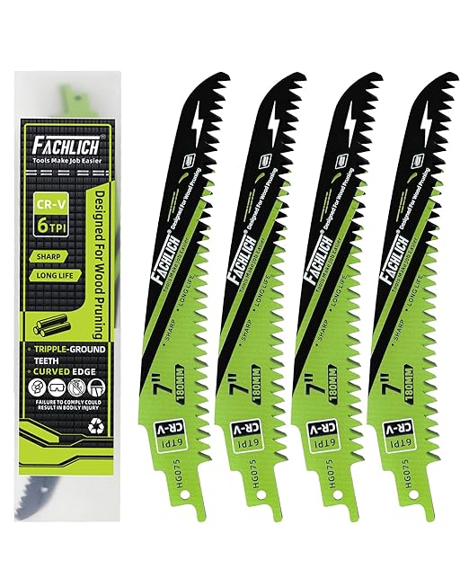Japanese Teeth Reciprocating Saw Blade 7Inch - Saber Saw Blades Wood Pruning, 4pcs Curved Edge 6TPI for Tree Trimming, Wood/PVC Pipe Cutting, Cr-V Sabre Blades Better Wear Resistance