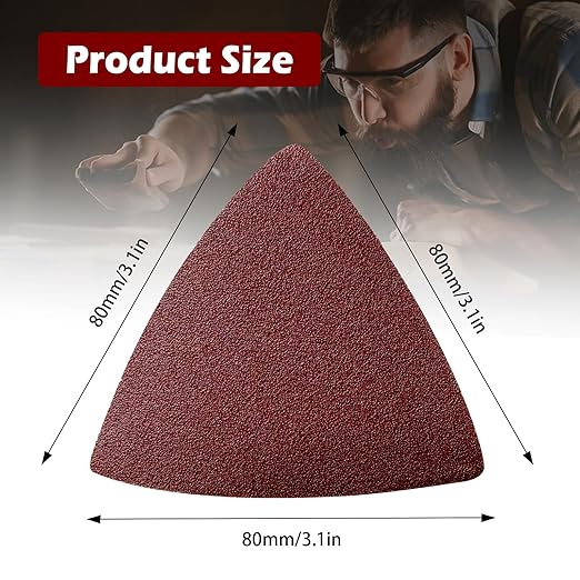 204PCS towbluii Oscillating Multitool Sandpaper, 3-1/8 Inch Triangle Sandpaper for Triangle Sanding Pads, Assorted 40/60/80/120/180/240 Grit 30pcs Each
