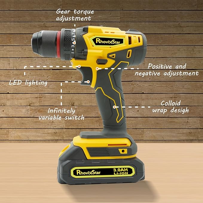 20V MAX Cordless Drill, Power Tool Combo Kit with Battery and Charger, 23pcs Drill Bits, Variable Speed, for DIY/Wood/Wall/Metal/Home Repair