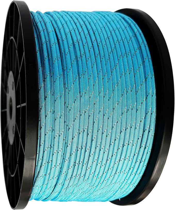 Reflective Paracord 550 lb, 7 Strand Paracord Rope 1000ft 4mm, Nylon Parachute Cord for Camping, Lake Blue