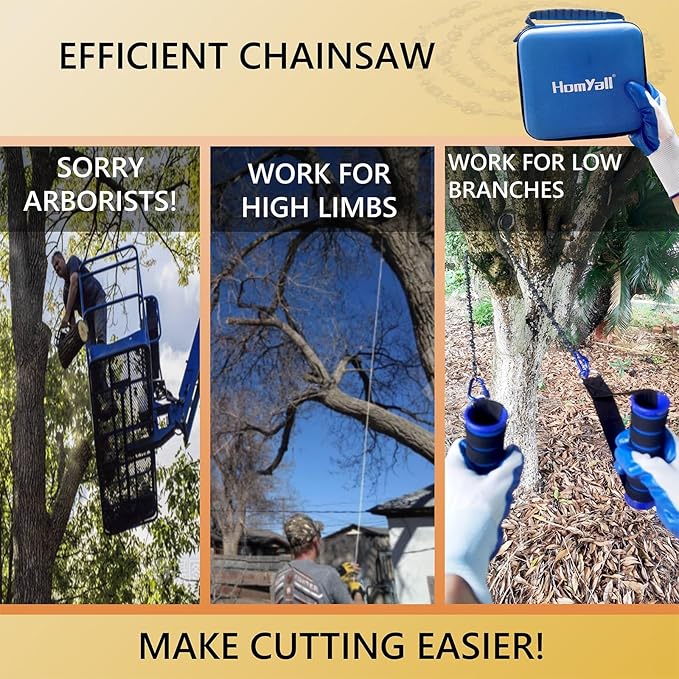 Upgrade Hand Rope Saw for Tree Limbs 53 Inch High Limb Rope Chain Saw Manual Pocket Chainsaw with Blades on Both Sides for Yard Gardening work Hiking Camping Survival Gear Kit