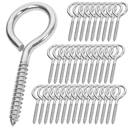 40PCS 2.75 inches Screw Eyes M4 304 Stainless Steel Eye Screws, Heavy Duty Screw, Eye Hooks Screw Eye Bolts Eye Hooks Screw, Indoor & Outdoor Uses (40, M4-2.75inch)