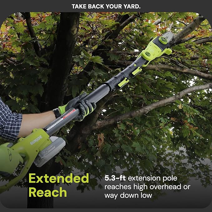 Sun Joe Cordless Lawn Care System, Grass & Hedge Trimmer Combo Power Tool Kit with 8??Pole Saw, Batteries & Charger - Heavy-Duty Trimming Machine Set for Lawn, Yard & Gardening Care, IONMAX GTS4002C