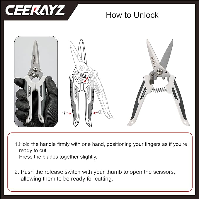 8" Scissors All Purpose, Heavy Duty Scissors Industrial, Multipurpose for DIY Projects, Office, Production Lines, Pruning, with Protective Sheath and Magnetic Holder (White/Gray)