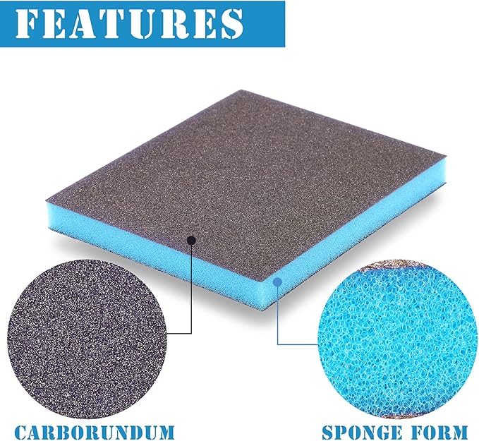8Pcs 100 Grit Sanding Sponge, Jamiikury Medium Sanding Blocks Washable and Reusable, Wet Dry Sandpaper Sponge for Wood Metal FurniturePaint and Drywall