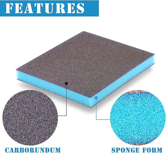 8Pcs 100 Grit Sanding Sponge, Jamiikury Medium Sanding Blocks Washable and Reusable, Wet Dry Sandpaper Sponge for Wood Metal FurniturePaint and Drywall