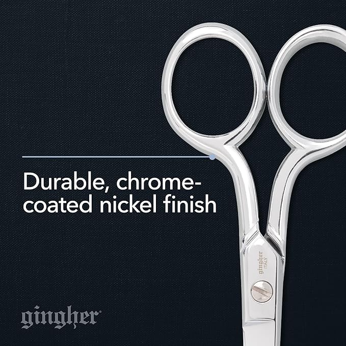 Gingher Embroidery Scissors, Precision Craft Scissors, Hand-Tuned Blades & Double Loop Handle, 4?? Silver/Nickel