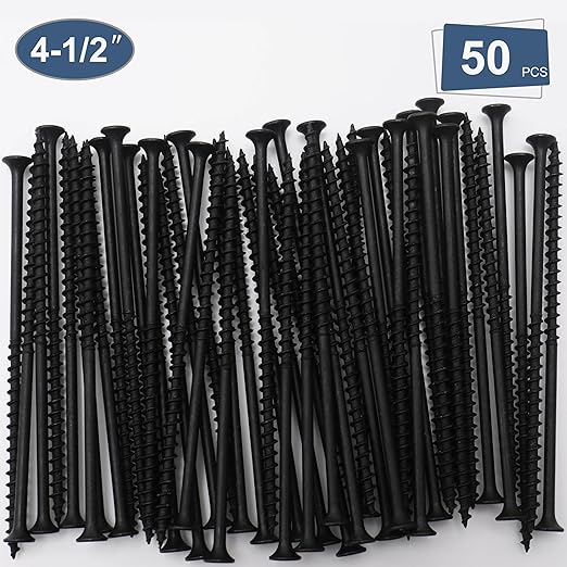 50pcs #10 횞 4-1/2 inch High Hardness Drywall Screws, Black, Coarse Thread, Phillips Drive, Bugle Head, Black Wood Screws, Long Screws, Wood and More
