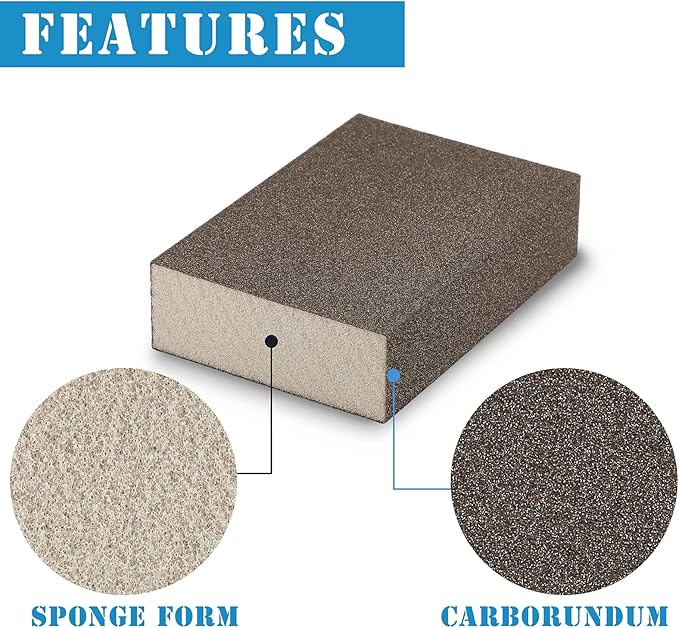 8Pcs 150 Grit Sanding Blocks, Jamiikury Fine Sanding Sponge Washable and Reusable, Wet Dry Sandpaper Sponge for Wood Metal FurniturePaint and Drywall