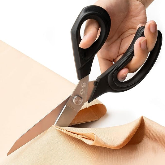 XFasten Sewing Scissors for Fabric Cutting Black 9.5 Inch Premium Professional Fabric Scissors Sewing | Large and Heavy duty