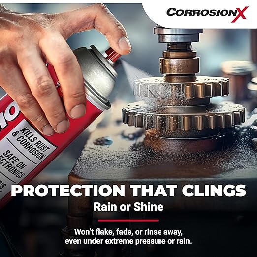CorrosionX Rust Inhibitor, Industrial-Strength Dielectric Corrosion Prevention, Lubricant & Penetrant for Marine, Automotive, Electronics & RV Use, Protects Bolts, Cables, Engines, 4oz Trigger Spray