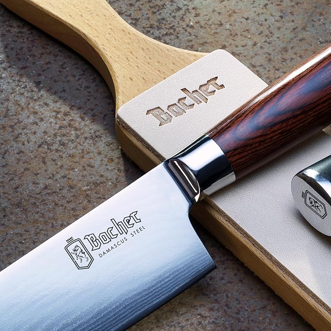 Bacher Premium Leather Strop for Knife Sharpening with Polishing Compound - Double Sided Stropping Leather ??Stropping Kit: Knife Strop and Stropping Compound for Wood Carving and Woodworking