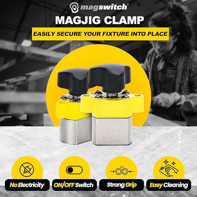 Magswitch MagJig 60 Magnetic Woodworking and Welding Base Clamp Holder for Wood Working Supplies, Accessories, Tools and Equipment, Magnet Switch with On/Off Capabilities, 55 lb Holding Force