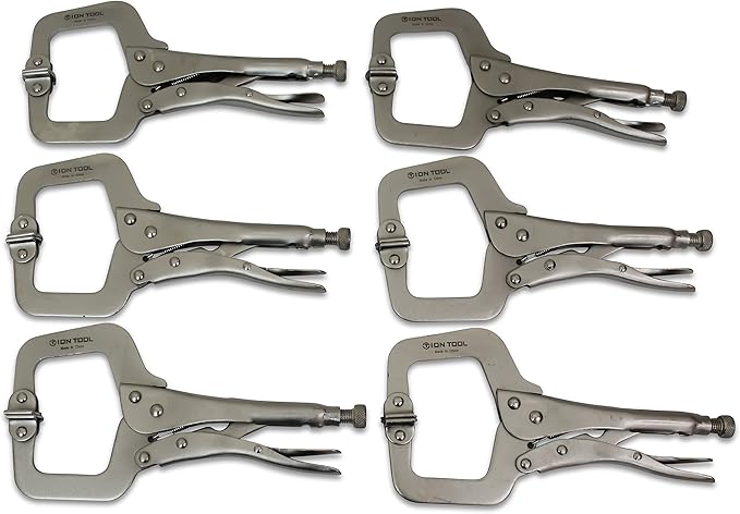 6 Pack - 11??C-Clamp Locking Pliers, Swivel Pads