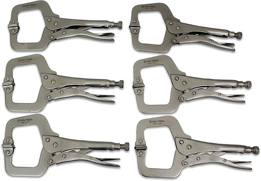 6 Pack - 11??C-Clamp Locking Pliers, Swivel Pads