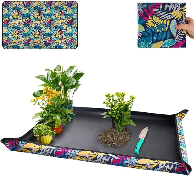 Extra Large Repotting Mat for Indoor Plants Transplanting and Dirt Control, Foldable Waterproof Succulent Potting Mat, Gardening Gifts for Plant Lovers (43.5"x29.5")