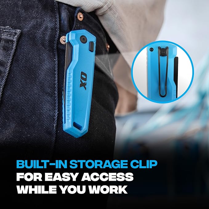 OX Pro Pocket Folding Knife with Stainless Steel Blade and Liner Lock EDC - Metal Body and Belt Clip for Jobsite Utility OX-P226301