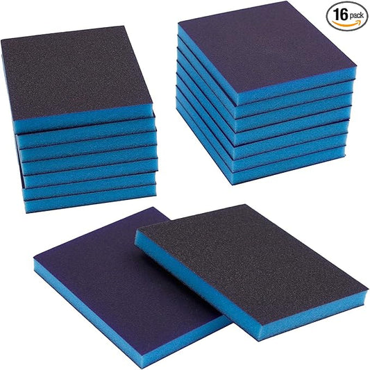 BokWin 16Pcs Sanding Sponge 100 Grit/ 220 Grit Sanding Blocks, Washable and Reusable Sand Sponge Kit (Medium Grade, Superfine Grade竊?Pcs 240-320 Grade, 8Pcs 800-1000 Grade)