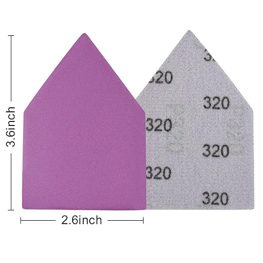 320 Grit Sandpaper 50PCS, 90mm x 65mm Triangle Sanding Sheets, Fits Milwaukee M12 Fuel Sander, Hook & Loop Detail Sander, White Fused Alumina Abrasive Sand Paper for Wood Finishing, Detail Sanding