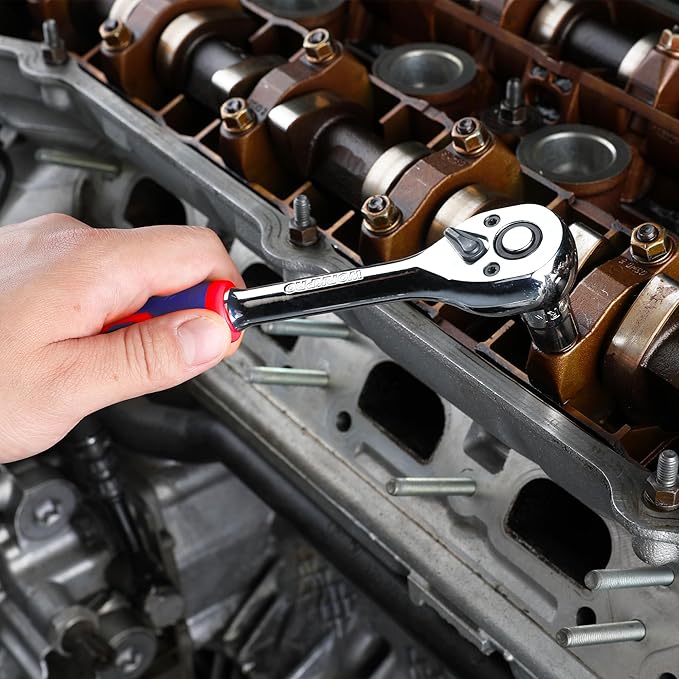 WORKPRO 32-Piece 3/8-inch Drive Metric Sockets and Ratchet-Including 30 Metric Deep and Shallow Sockets, 6-20mm with Magnetic Organizer and 72-Tooth Quick Release Reversible Ratchet for Auto Repair