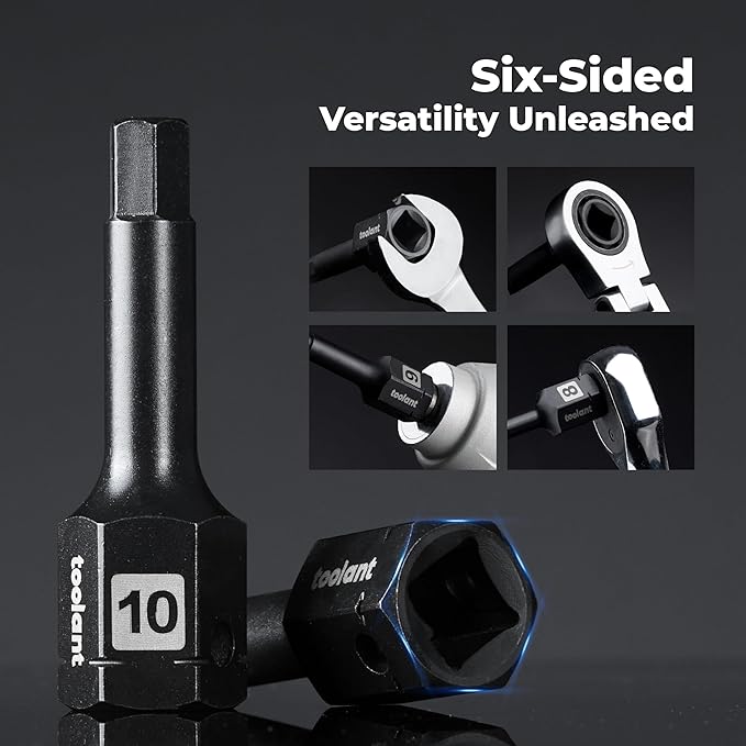 toolant 1/2" drive 6mm impact hex bit socket set 2PCS,Hex Drive, S2 Steel Air Drive Allen Socket set,Impact Grade竊똀nti-Roll Design