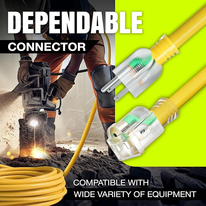 75ft Outdoor/Indoor Extension Cord 16/3 Gauge Heavy Duty 3 Prong SJTW, Waterproof, Flexible Cold-Resistant Long Power Cord,10A 125V 1625W, Yellow by LifeSupplyUSA