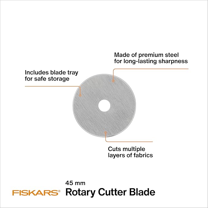 Fiskars 45mm Rotary Blade 2-Pack, Replacement Blades for Rotary Cutters, Precision Cutting for Quilting and Sewing