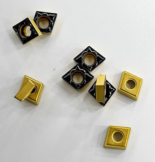 CCMT21.51 Carbide Inserts 10-Pack - CCMT060204 CNC Lathe Turning Tool for Steel - Tin Coated Semi-Finishing Chipbreaker Replacement Cutters - High Precision CNC Milling Inserts for Metalworking