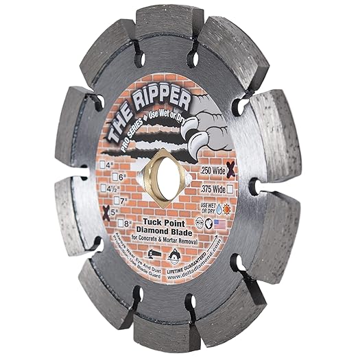 Delta Diamond Ripper Premium 5 Inch Tuck Point Diamond Blade, 1/4" Width, for Mortar Removal (5" X .250)