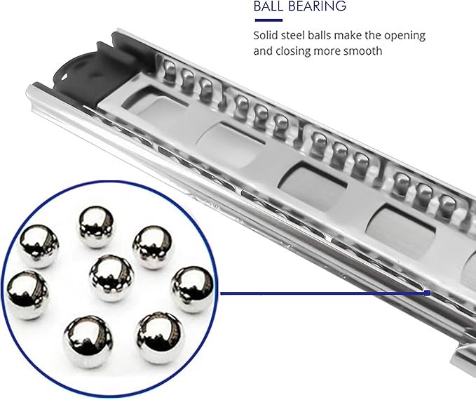 6 Pairs of 12 Inch Hardware 3-Section Full Extension Ball Bearing Side Mount Drawer Slides,100 LB Capacity Drawer Slide