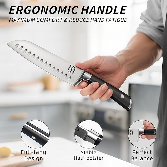 KnifeSaga Knife Set with Block, Japanese 15 PCS Ultra Sharp Ktichen Knives Set, High Carbon Stainless Steel Knife Block Set with Sharpener, Professional Knives with Ergonomic Handle for Home Chefs