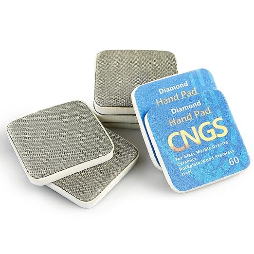 LOZLIN 4-Piece Diamond Hand Polishing Pads Set (60/100/200/400 Grit) - Soft Grinding Discs for Tile/Stone/Marble/Glass Edge Trimming & Surface Shining, Wet/Dry Use