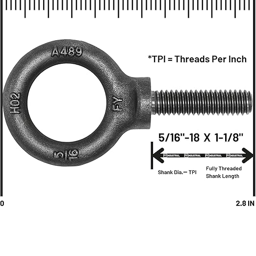 5 Pcs Lifting Shoulder Eye Bolts 5/16"-18 X 1-1/8"