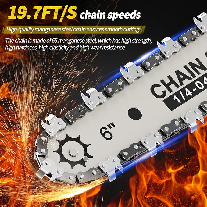 Mini Chainsaw Cordless, 6 inch Electric Chain Saw, With power display for Wood/Tree Cutting, Garden & Household Use Stocking Stuffers Gift for Men Dad Husband(2 Batteries)