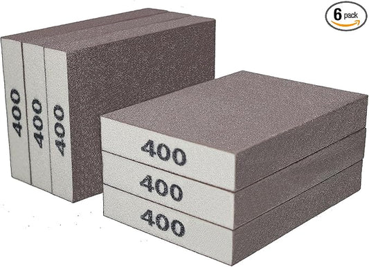 6 Pack 400 Grit Hand Sanding Block, Washable and Reusable Sanding Sponge Great for Pot Brush Pan Brush Sponge Brush Glasses Sanding Wood Sanding Metal Sanding (400 Grit)