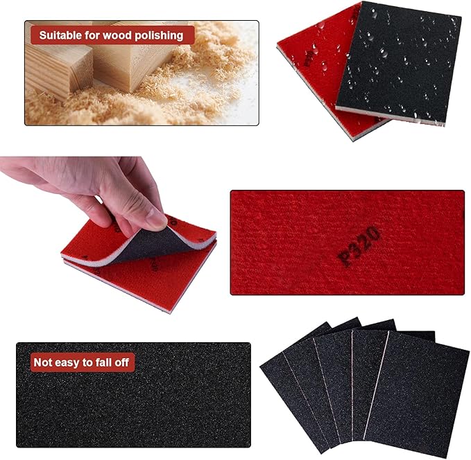 22 Pcs Sanding Sponge 120 Grit, Washable & Reusable Sanding Blocks for Wood, Metal, Drywall, Glazing, Wet Dry Sandpaper for Smooth Finishing