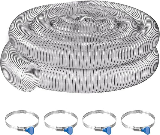 4" x 20' PVC Dust Collection Hose,4 Inch Dust Collector Vacuum Hose for Woodworking Dust Collection Systems,Dust Collection Tube Flexible Clear PVC Fume Debris Collection Hose w/Carbon Steel Wire