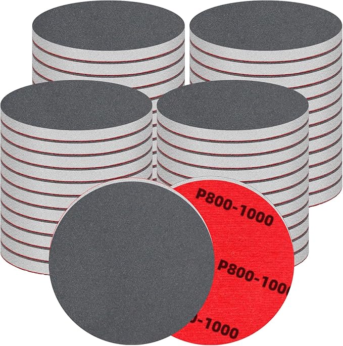 48 Pcs 3 inch Round Sanding Sponge 800-1000 Grit Sandpaper Assortment, Washable & Reusable Foam Sanding Pads for Wood, Metal, Hook and Loop Sanding Discs