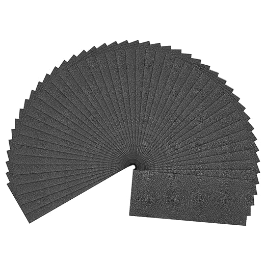 HARFINGTON 45pcs Sandpaper 80 Grit 9 x 3.6 Inch Waterproof Backing Silicon Carbide Abrasive Wet Dry Sanding Sheets for Wood Finishing, Metal Sanding, Automotive Polishing
