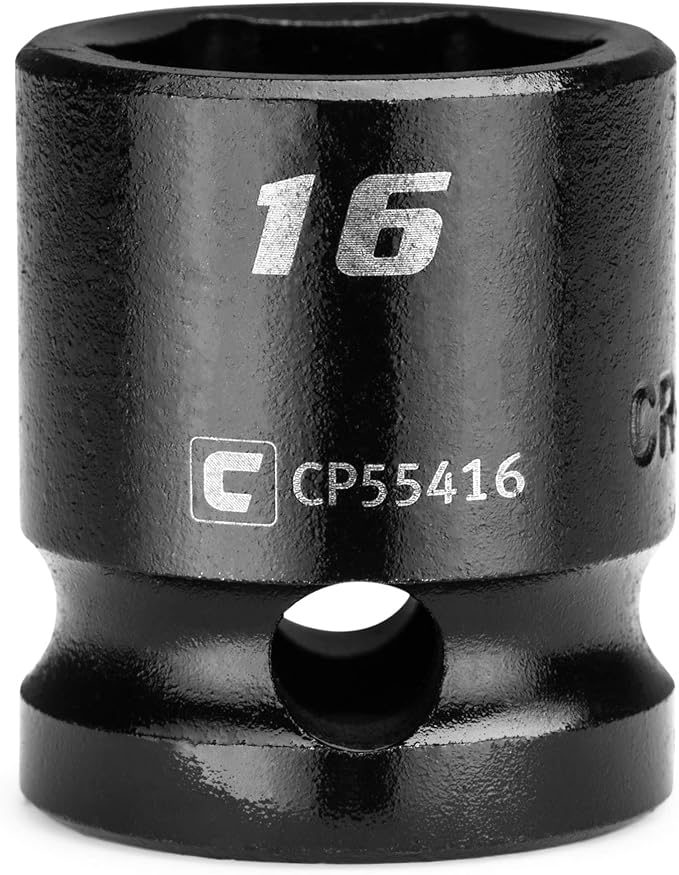 Capri Tools 16 mm Stubby Impact Socket, 1/2 in. Drive, 6-Point, Metric