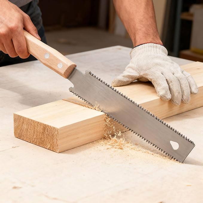 Japanese Hand Saw Double Edge Pull saw 6 Inch Ryoba Blade 14/17 TPI, Beech Handle Woodworking Tool SK5 Flexible Blade Flush Cut Saw for Wood Cutting